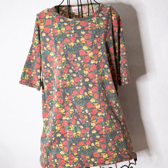 LulaRoe Gray and Floral print tee, Size XXS, Great Condition! - Picture 4 of 10